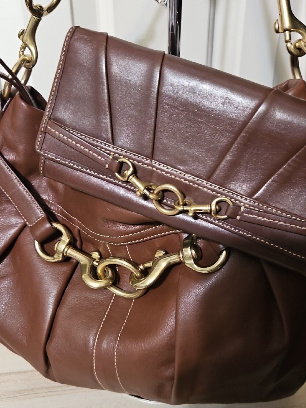 Coach NWOT Y2K Brown Leather Shoulder Hobo with Wallet Set - Picture 13 of 13